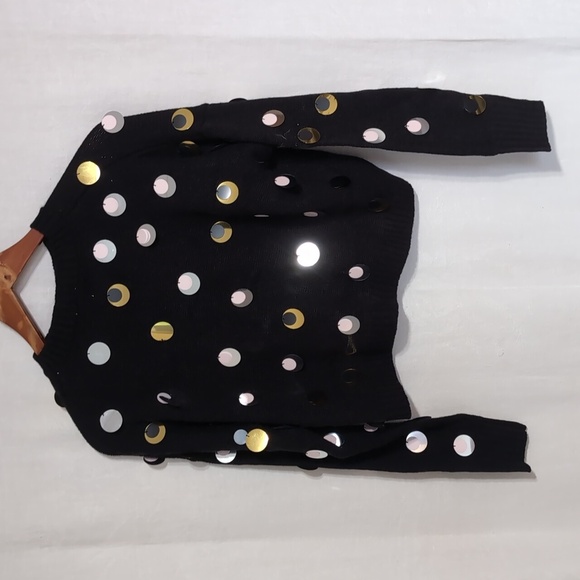 Charlotte Russe Black Crewneck Cropped Sweater with Large Dangly Sequins Size S - Picture 5 of 6